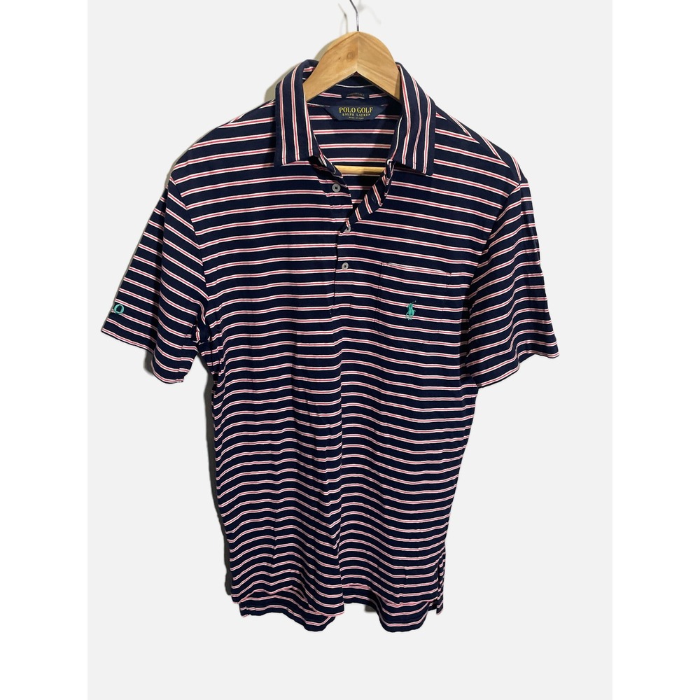 Polo Golf Ralph Lauren Polo Mens Small Navy Blue Striped Stretch Pima Lisle